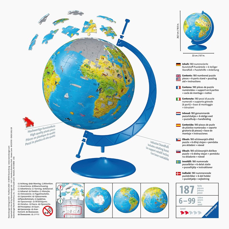 Ravensburger Italy 12340 7 – Globo geografico 3d puzzle