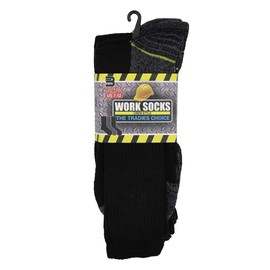6 Prs Thick Men's Work Socks Tradies Choice Heavy Duty Cotton Blend Boot Cushion, Black, AU 11-14