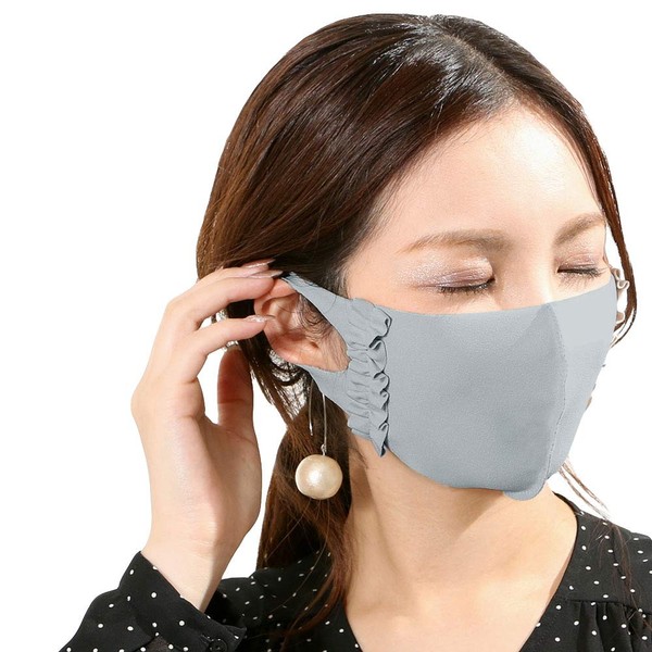 Absorbent Quick-drying & UV Protection Solid Ruffled Mask (Ice Gray)