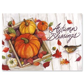 Current Autumn Blessings Thanksgiving Greeting Cards Set - Themed Holiday Card Variety Value Pack, Set of 8 Large 5 x 7-Inch Cards, Envelopes Included, by Susan Winget