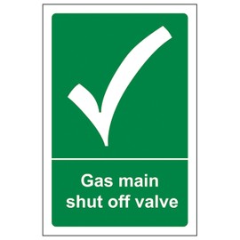 V Safety Gas Shut Off Valve - Portrait 200 x 300mm - 2mm Rigid Plastic Safety Sign