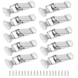10 Pcs Spring Loaded Toggle Latch Hasps, Tension Clasp, Stainless Steel Duck Billed Buckle Latch Catch, 56mm Lever Clasp Latches Catch Clamp Clip for Drawer Cabinet Case Toolbox, with 40 Screws