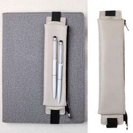 TONXX PU Leather Pen Holder, Zippered Pencil Holder Pen Sleeve Case with Elastic Bands for Notebook Planner Journal Notepads
