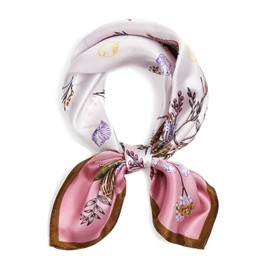QIUTIMIY Mulberry Silk Scarves for Women Lightweight 21"x21" Square Scarf Small Neckerchief Women Digital Printed Head Wrap((53cm) Square Scarf 10)