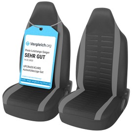 Upgrade4cars Car Seat Cover Set for Pilot Seats, Car Seat Cover for the Front Seats in Grey, Universal Car Seat Covers with Integrated Headrest, Car Accessories, Interior Decoration