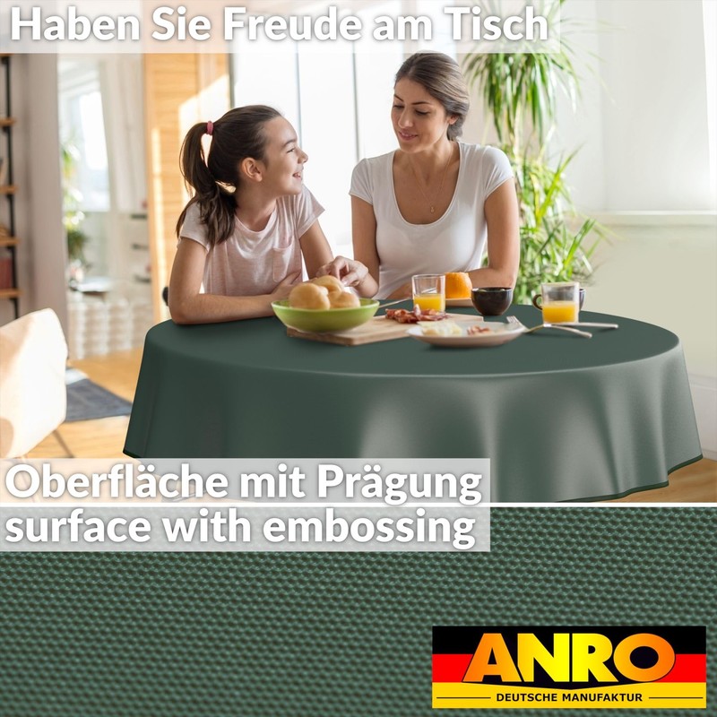 ANRO Oilcloth Tablecloth, Washable, Oilcloth, Garden Tablecloth, Outdoor, Indoor, Round,