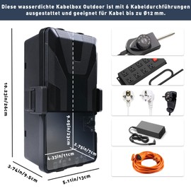 Zazafolora Cable Box Waterproof Outdoor Junction Box, Electric Box Waterproof Outdoor Safety Box for Outdoor Cable Connections, up to 12 mm Cable Diameter, 6 Cable Inputs Outputs for Weatherproof
