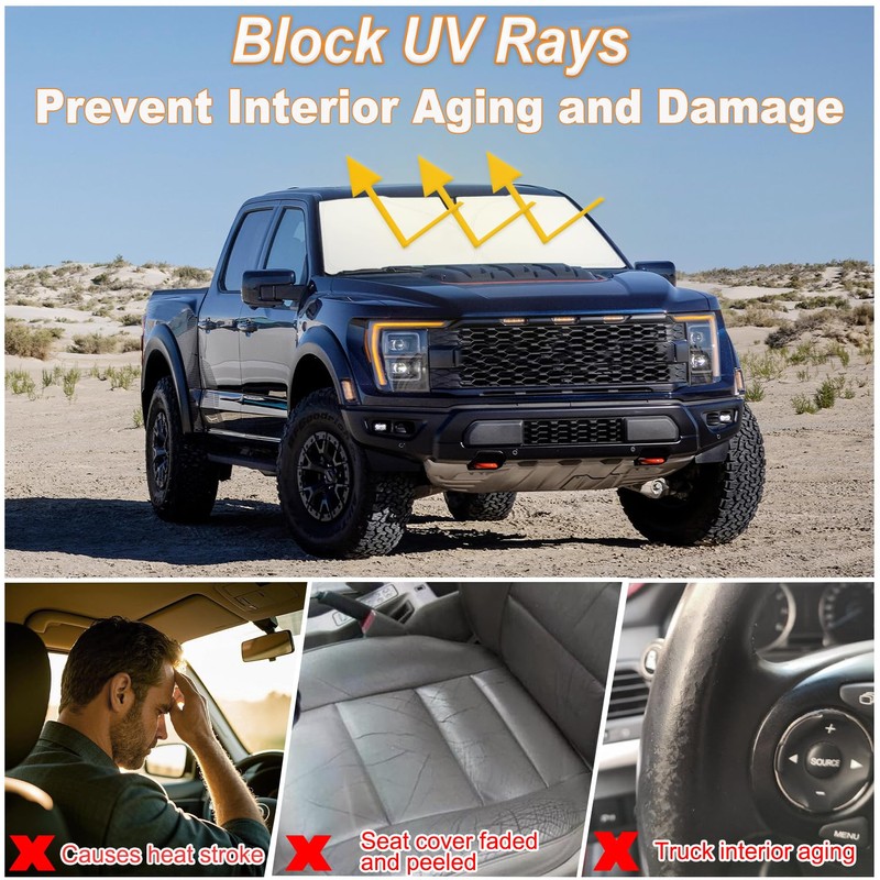 PIMCAR Windshield Sun Shade for Ford F150 2021-2026 | Premium