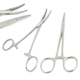 OdontoMed2011 5" Straight & Curved Hemostat Forceps Set - Locking Tweezer Clamps - Ideal Hemostats for Nurses, Fishing Forceps, Crafts and Hobby ODM