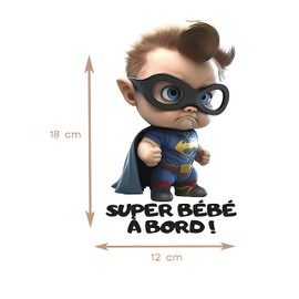 LOL Collection Aufkleber Baby an Bord Auto in 3D Neue Generation "Super Bébé à Bord" – Vinyl glänzend 12 x 18 cm.