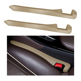 MUQIDA 2PCS Car Seat Gap Filler, Leather Crevice Blocker Stop Things from Dropping, Soft Foam Gap Plug Between Seats Console for Sedan Truck SUV, Universal Car Accessories (Beige)