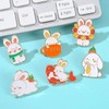 6Pcs Cartoons Rabbit Enamel Brooch Pins,Lovely Bunny with Carrot Daisy