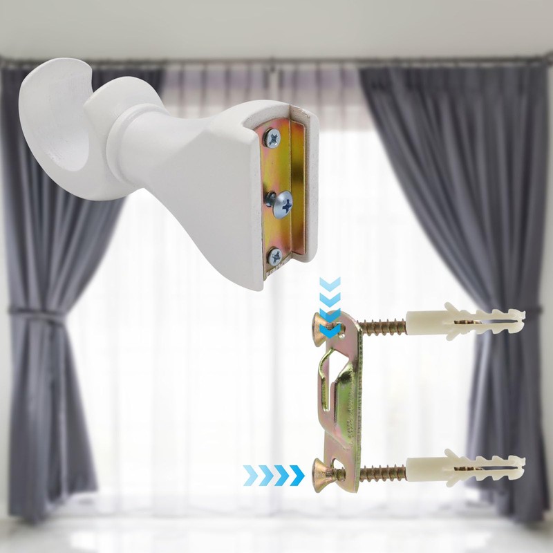 HEVSTIL 2-Pack Wood Curtain Rod Brackets,Return End Brackets for 1-2/5"