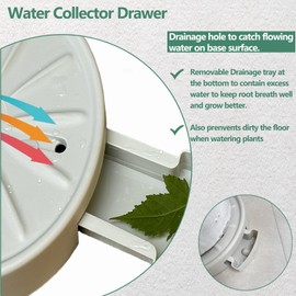 Dcpes Plant Caddy with Hidden Wheels, Drainage Drawer Included, 360°Rolling Planter Caddies Bases, 4 Invisible Casters, Heavy Duty Plants Stand, Indoor Planters Dolly Trolley, 12Inch, Beige