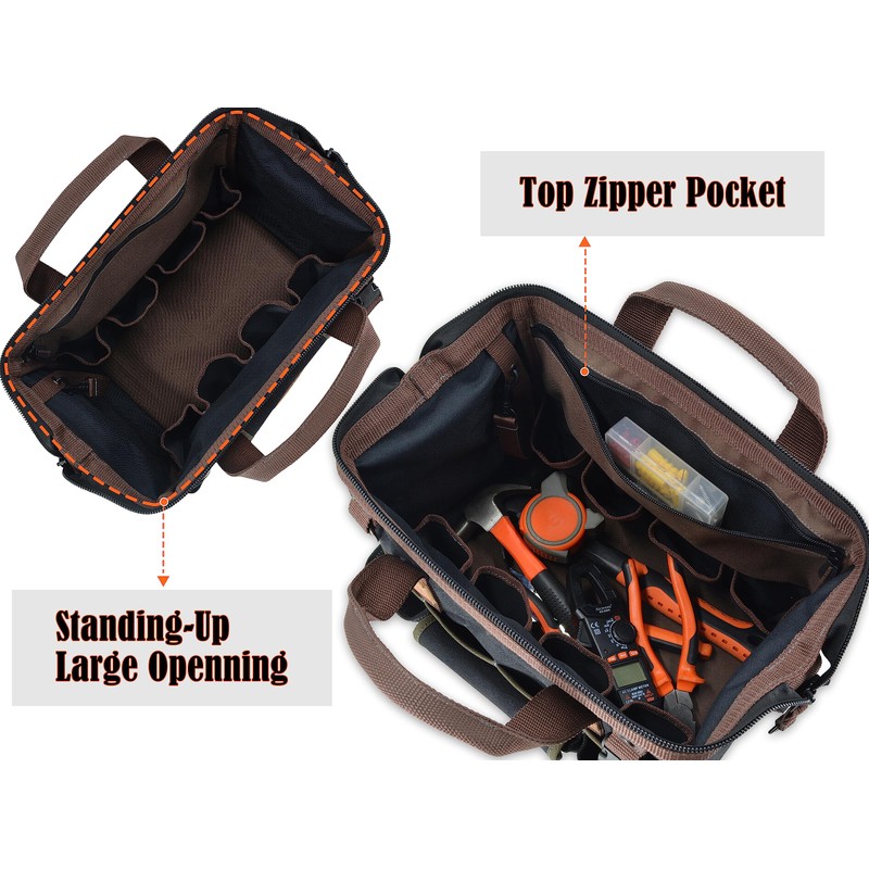 WELKINLAND 30-Pockets Canvas tool bag, 14-Inch Heavy Duty tool bag,