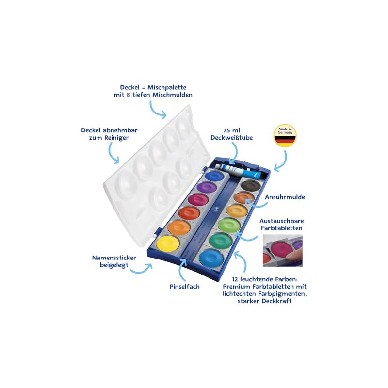 Pelikan K12 Paint Box Set with 12 Colors and 3