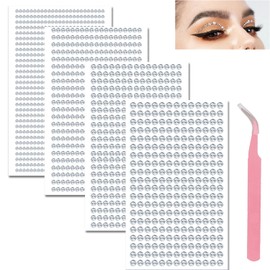 AIBEE Face Gems 1792pcs Self Adhesive Face Jewels, 3/4/5/6mm Gem Stickers Gems Stick On Crystal Rhinestone Stickers for Face Eye Body Hair Nails Make up and Craft DIY with Pick-Up Tweezer