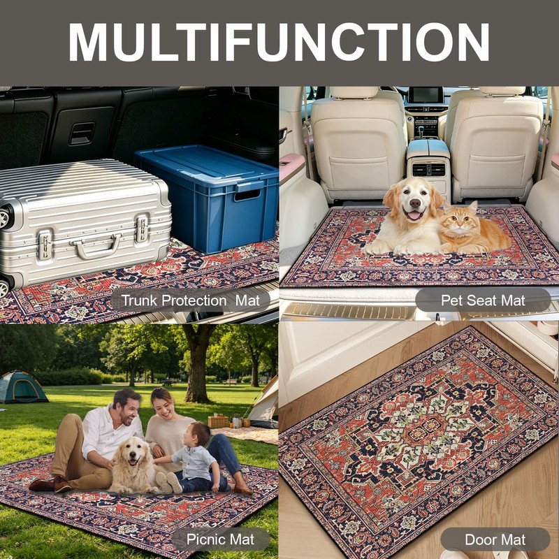 Lacut Car Trunk Mat, Red Retro, 29" x 39"