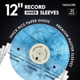 Vinyl Record Inner Sleeves: 12" Anti-Static Rice Paper LP Sleeves Album Record Acid-Free Clear Protective Sleeves for Vinyls Storage, 25pcs