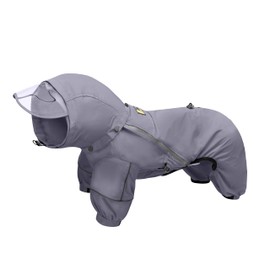 WOOFO Full-Coverage Dog Raincoat, Full Wrap Design for Full Protection, Super Lightweight, Comfortable, Adjustable&Easy to Wear Dog Rain Jacket, Features Detachable Cap&Reflective Strip (Grey, 2XL)