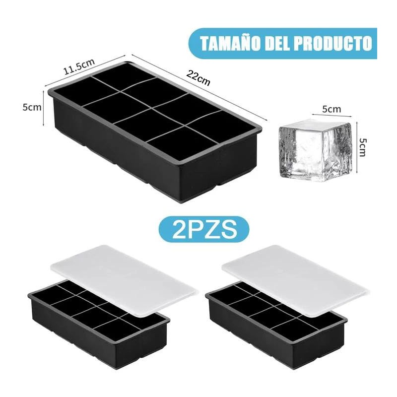 2 Moldes y Bandejas de Silicona para Hielo,8 Cavidade Moldes