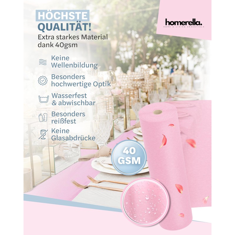 HOMERELLA® Table Runner Pink [30 cm x 35 m] -