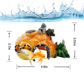 FuninCrea Aquarium Decorations, Resin Cave Ornaments Fish Tank Decoration Accessories for Pineapple House Betta Fish House Aquarium Ornament Aquatic Caves Hide Hut (02#)