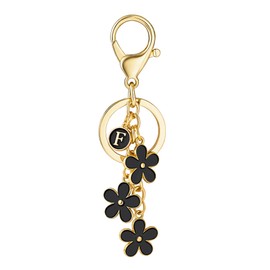SELOVO Black Initial Key Chain F Keychain Women Key Chain Accessory Purse Bag Charm