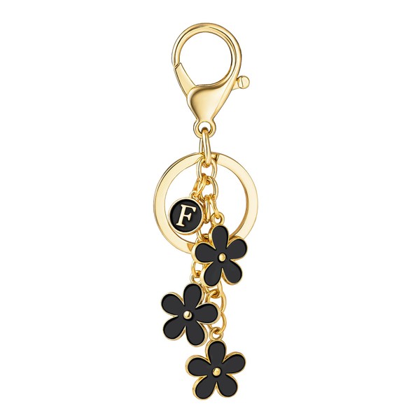 SELOVO Black Initial Key Chain F Keychain Women Key Chain