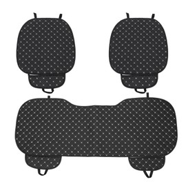 Partuto 1 Set 48.5x60.5cm Universal Car Seat Cushion - for Car Travel Driving Seat Protection Pad Cover Anti-Slip - Faux Leather Black White