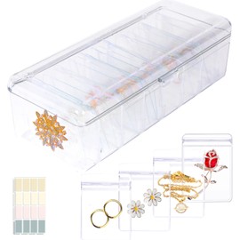 Acrylic Jewelry Box Organizer, Clear Jewelry Organizer and Storage with 30 Portable Anti Tarnish Jewelry Bags, Jewelry Travel Bag for Rings,Necklaces, Earrings Organizer for Women Girls, Clear