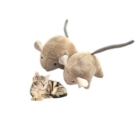 Plush Catnip Mice Toys with Bell - 2 Pack Interactive Cat Toys for Indoor Cats, Durable Stress Relief Eco-Friendly Small Mouse Chew Playthings（Camel+ Chestnut Color）