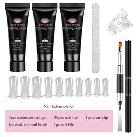 7 PCS Poly Extension Gel Nail Kit Pink Confetti Collection Nude Pink Glitter Colors All In One Poly Nail Gel Starter Kit Poly Nail Gel Kit Manicure Salon French Nail Art DIY