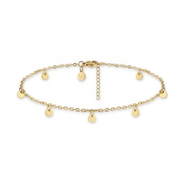 Good.Designs Women’s Anklet with Round Charms, Boho Jewellery, Gold Plated, Gold