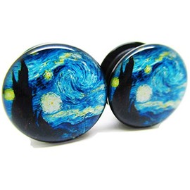 Pierced Republic A Starry Night Ear Plugs - Acrylic Screw-On - New - 14 Sizes - Pair (7/8" (22mm))