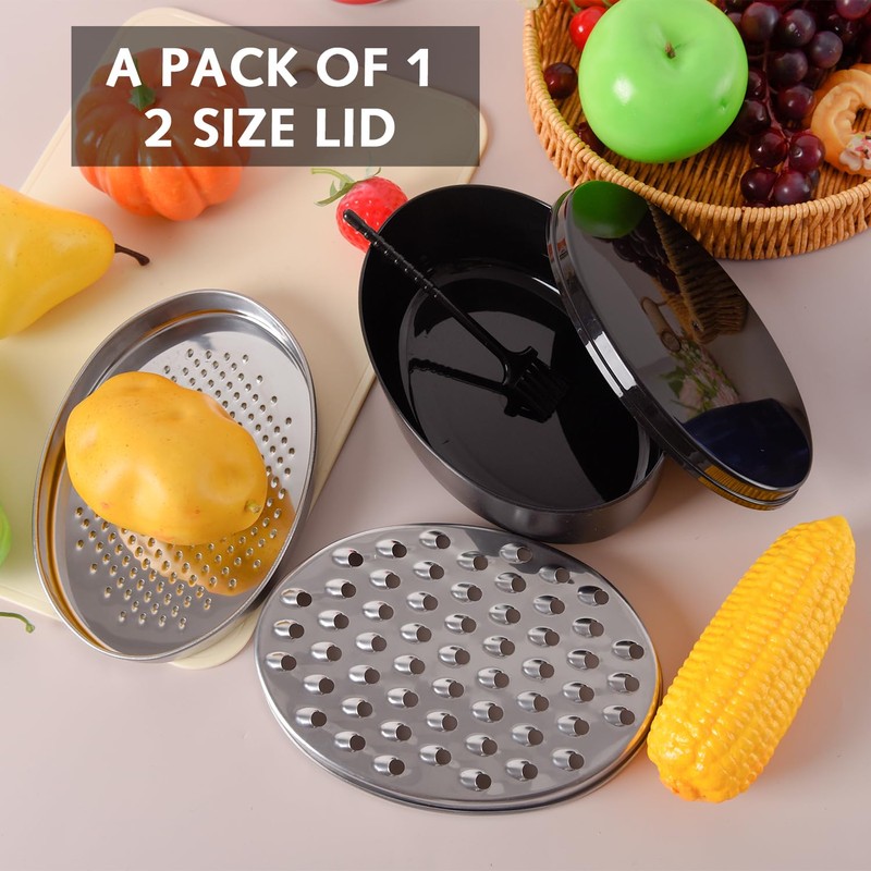 Cheese Grater with Container,Coarse and Fine 2 Size Lid,Stainless Steel