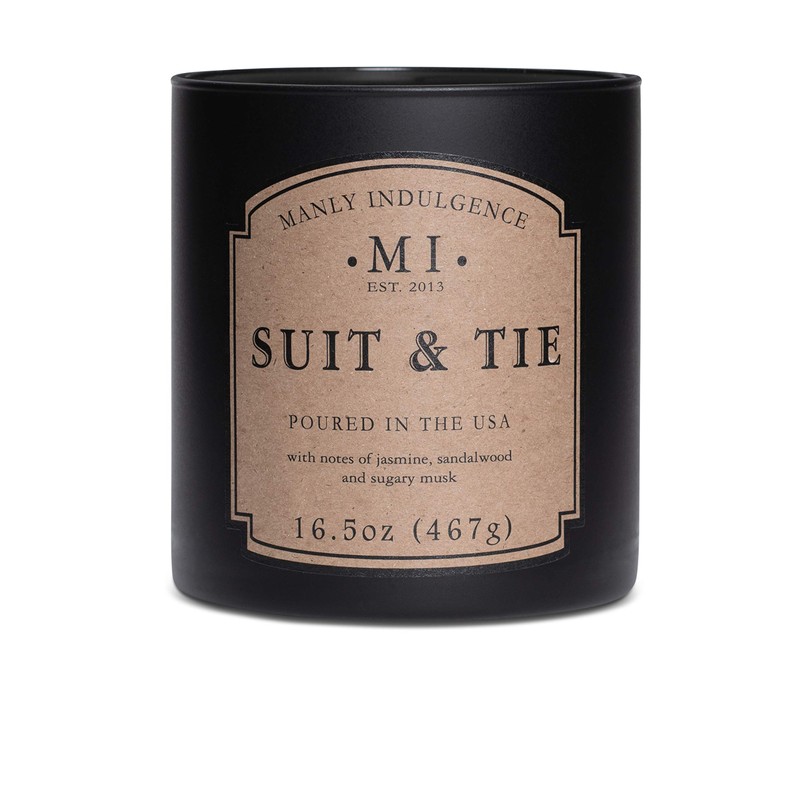 Manly Indulgence Suit & Tie Scented Jar Candle, Medium, Black