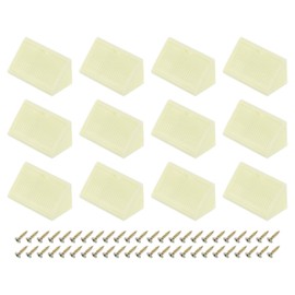 uxcell 12 Pcs 90 Degree Plastic Corner Braces, 20x42x20mm Shelf Right Angle Brackets with Screws for Cabinets Cupboards, Beige