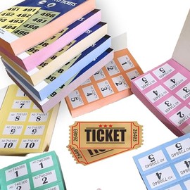 M&M PRIME 6 x Raffle tickets books 1-1000 - cloakroom tickets - Lucky Draw, Tombola Draw, Prize Draw and Charity Events