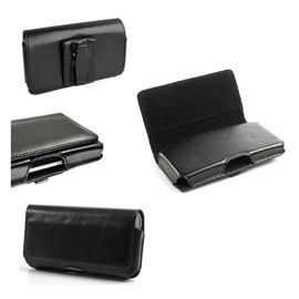 DFV mobile - Belt Cover Premium Executive Synthetic Leather Horizontal Design and Clip Metal for HTM H9503 / Feiteng H9503 - Black
