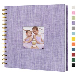 Hiwhy Scrapbook Photo Album Linen Cover, 8 x 8 Inch Hardcover Kraft White Pages Memory Book, for Travel Wedding Guest Book Christmas Baby Shower (20 Sheets/ 40 Pages,Purple)