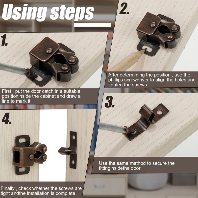 Bonuci 20 Pcs Cabinet Door Latch and Catch Hardware Double