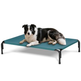 PVY Elevated Dog Bed for Outdoor, Large Raised Dogs Cot for Training, Cooling Pet Beds with Washable Mesh, Indestructible Lifted Platform for Outside Camping, 41 inch Green