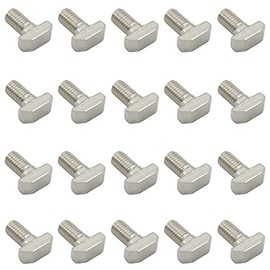 20 PCS M8 Thread T-Slot Drop-in Stud Sliding Screw Bolt, TTZEZE Heavy Duty Silver Tone Carbon Steel Nickel Plated Hammer Head Bolt T Shape Screws for European Standard 40 Series Aluminum Profile