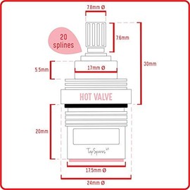 Carron Phoenix Opus (1212R, 3984R) Replacement Hot Valve Cartridge Spare
