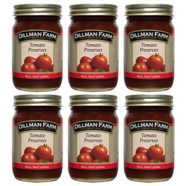 Dillman Farm All Natural Tomato Preserves - Gluten-Free, Non-GMO, Vegan, Kosher, Eco-Friendly, Preservative Free, Corn Syrup Free - Made in USA, 16oz (Pack of 6)