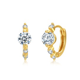 Moissanite Hoop Earrings, Small Dainty Moissanite Diamond Earring, 925 Sterling Silver with 18K White Gold Plating Earrings, Hypoallergenic, Jewelry Box Packed, Jewelry Gifts for Women, Sterling