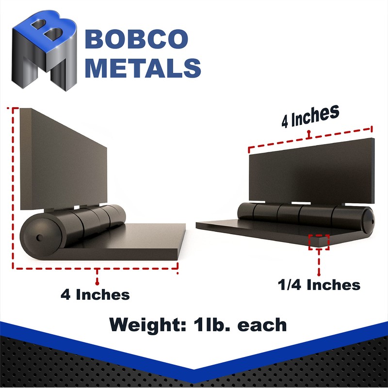Bobco Metals 4" Heavy Duty Weldable Hinges | Steel Butt