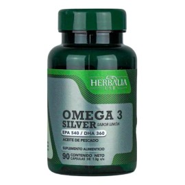 Omega 3 Silver  EPA 540  DHA 360  Fish Oil Puro Certificado IFOS  Alta Potencia  90 Cpsulas  Herbalia Lab                                             