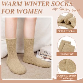 YSense 6 Pairs Women Fuzzy Fluffy Socks Cozy Slipper Socks Warm Soft Winter Plush Home Sleeping Socks Gifts